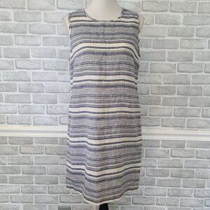 Kenar Linen Blue Stripe Sleeveless Dress Coastal Lagenlook  Beach Minimalist 8